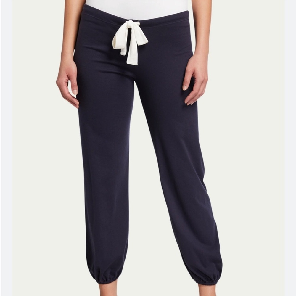 Eberjey Navy Pajama Pants with Cream Tie
